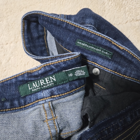 Lauren Ralph Lauren Dark-Wash Modern Straight Curvy Jean - Size 10 - Picture 8 of 14